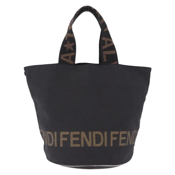 FENDI Hand Bag Canvas Black Auth gh2270