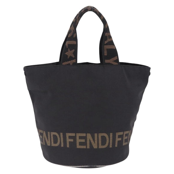 FENDI Hand Bag Canvas Black Auth gh2270