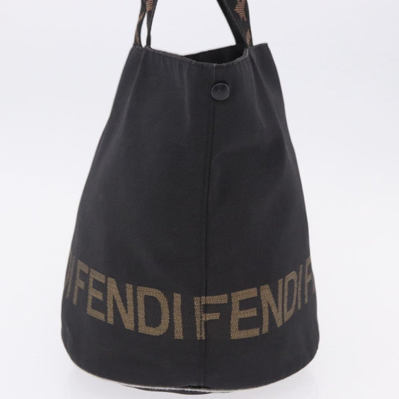FENDI Hand Bag Canvas Black Auth gh2270
