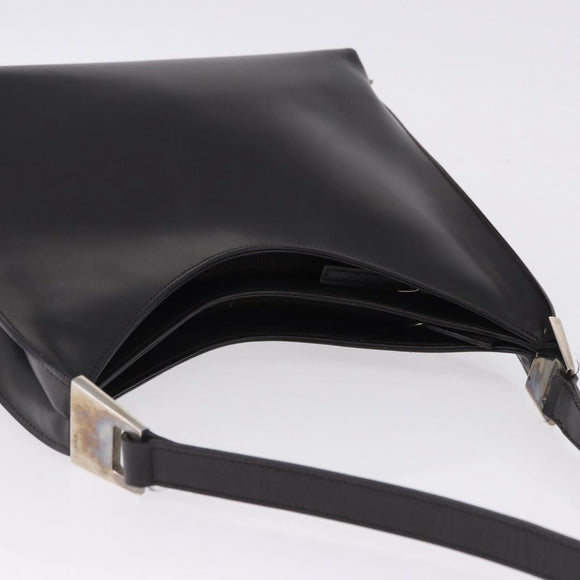 GUCCI Shoulder Bag Leather Black Silver 001 3015 Auth gh2272