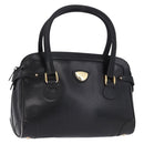 GUCCI Hand Bag Leather Black Gold Tone 000 106 1325 Auth gh2273-1