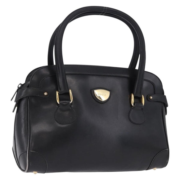 GUCCI Hand Bag Leather Black Gold Tone 000 106 1325 Auth gh2273