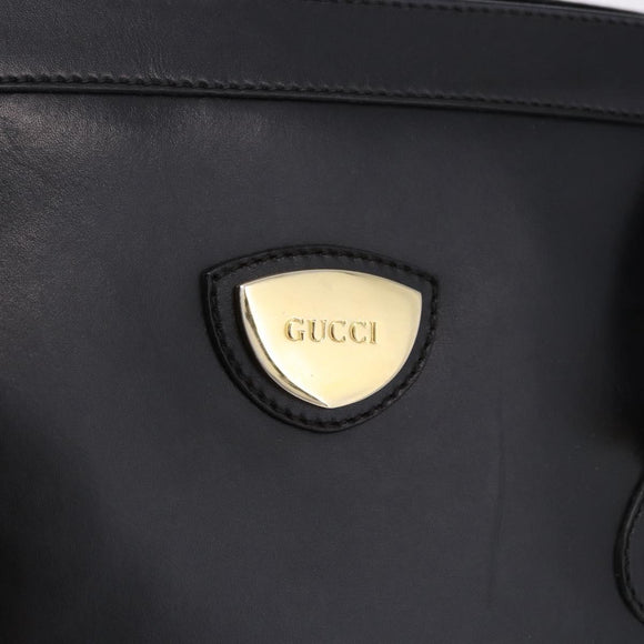 GUCCI Hand Bag Leather Black Gold Tone 000 106 1325 Auth gh2273