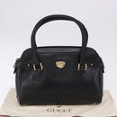 GUCCI Hand Bag Leather Black Gold Tone 000 106 1325 Auth gh2273-25