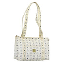 MCM Vicetos Tote Bag PVC Leather White Gold Tone Auth gh2274-1