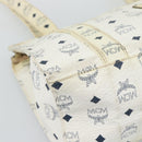 MCM Vicetos Tote Bag PVC Leather White Gold Tone Auth gh2274-11