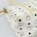 MCM Vicetos Tote Bag PVC Leather White Gold Tone Auth gh2274-13