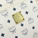 MCM Vicetos Tote Bag PVC Leather White Gold Tone Auth gh2274-14