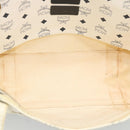 MCM Vicetos Tote Bag PVC Leather White Gold Tone Auth gh2274-16