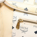 MCM Vicetos Tote Bag PVC Leather White Gold Tone Auth gh2274-19