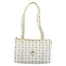 MCM Vicetos Tote Bag PVC Leather White Gold Tone Auth gh2274-2