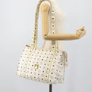 MCM Vicetos Tote Bag PVC Leather White Gold Tone Auth gh2274-21