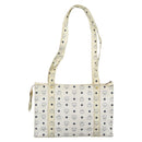 MCM Vicetos Tote Bag PVC Leather White Gold Tone Auth gh2274-3