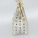 MCM Vicetos Tote Bag PVC Leather White Gold Tone Auth gh2274-5