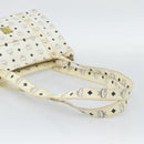 MCM Vicetos Tote Bag PVC Leather White Gold Tone Auth gh2274-7