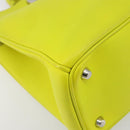 Christian Dior Diorissimo Hand Bag Leather 2way Yellow Silver Auth gh2276A-13