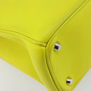 Christian Dior Diorissimo Hand Bag Leather 2way Yellow Silver Auth gh2276A-15