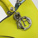 Christian Dior Diorissimo Hand Bag Leather 2way Yellow Silver Auth gh2276A-16