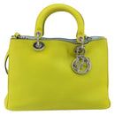 Christian Dior Diorissimo Hand Bag Leather 2way Yellow Silver Auth gh2276A-2