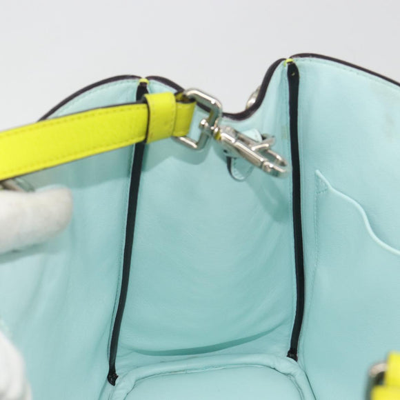 Christian Dior Diorissimo Hand Bag Leather 2way Yellow Silver Auth gh2276A