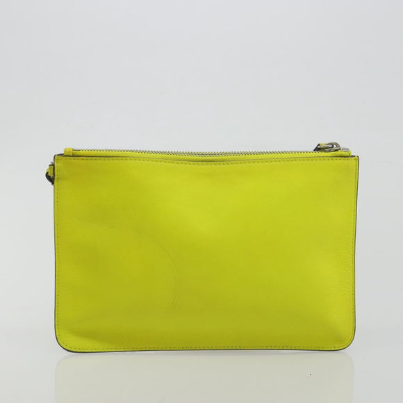 Christian Dior Diorissimo Hand Bag Leather 2way Yellow Silver Auth gh2276A
