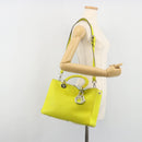 Christian Dior Diorissimo Hand Bag Leather 2way Yellow Silver Auth gh2276A-27