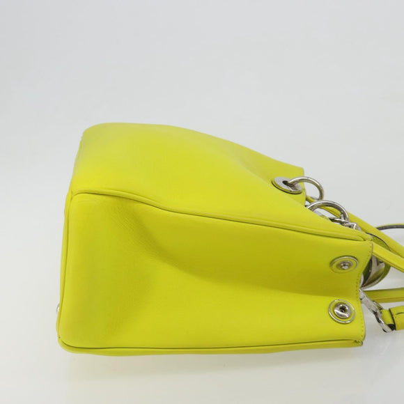 Christian Dior Diorissimo Hand Bag Leather 2way Yellow Silver Auth gh2276A