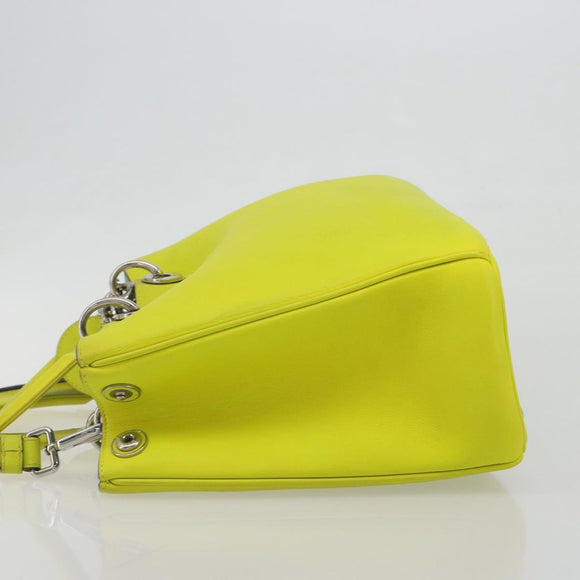 Christian Dior Diorissimo Hand Bag Leather 2way Yellow Silver Auth gh2276A