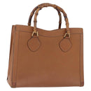 GUCCI Bamboo Hand Bag Leather Brown Gold Tone 002 2853 0260 0 Auth gh2279-1