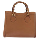 GUCCI Bamboo Hand Bag Leather Brown Gold Tone 002 2853 0260 0 Auth gh2279-13