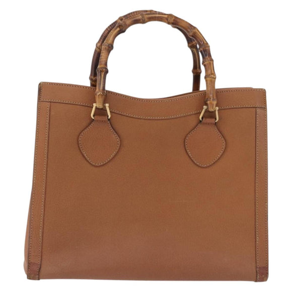 GUCCI Bamboo Hand Bag Leather Brown Gold Tone 002 2853 0260 0 Auth gh2279