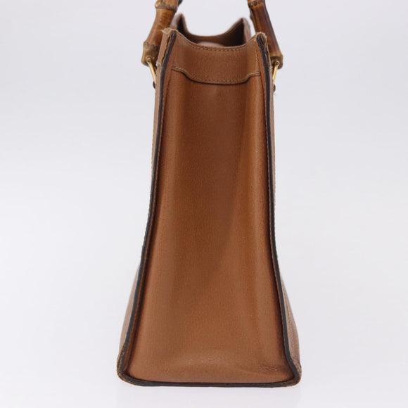 GUCCI Bamboo Hand Bag Leather Brown Gold Tone 002 2853 0260 0 Auth gh2279