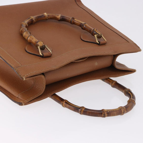 GUCCI Bamboo Hand Bag Leather Brown Gold Tone 002 2853 0260 0 Auth gh2279