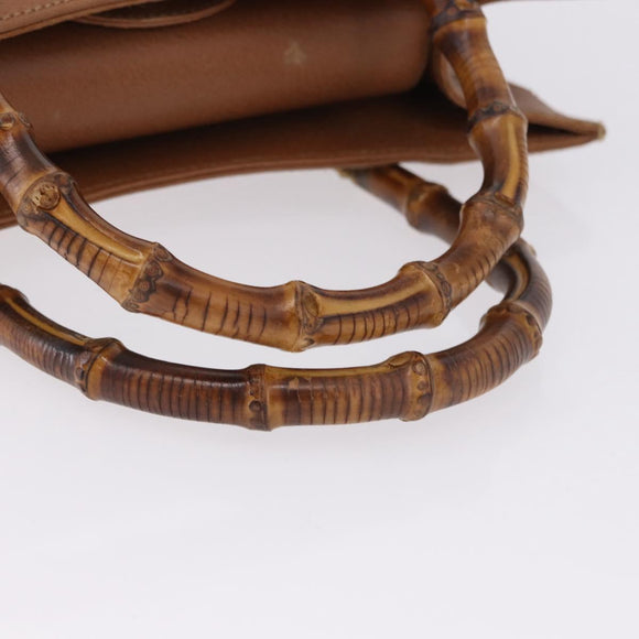 GUCCI Bamboo Hand Bag Leather Brown Gold Tone 002 2853 0260 0 Auth gh2279