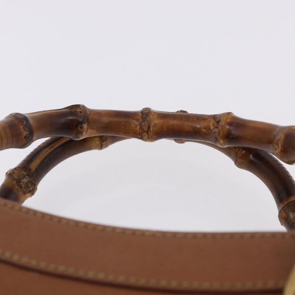 GUCCI Bamboo Hand Bag Leather Brown Gold Tone 002 2853 0260 0 Auth gh2279