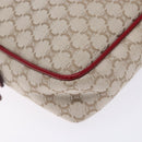 CELINE Macadam Canvas Shoulder Bag Beige Gold Auth gh228-14