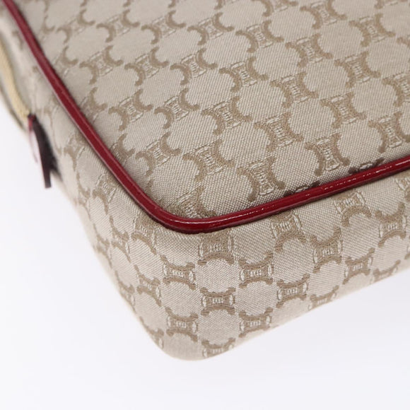 CELINE Macadam Canvas Shoulder Bag Beige Gold Auth gh228