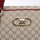 CELINE Macadam Canvas Shoulder Bag Beige Gold Auth gh228-17