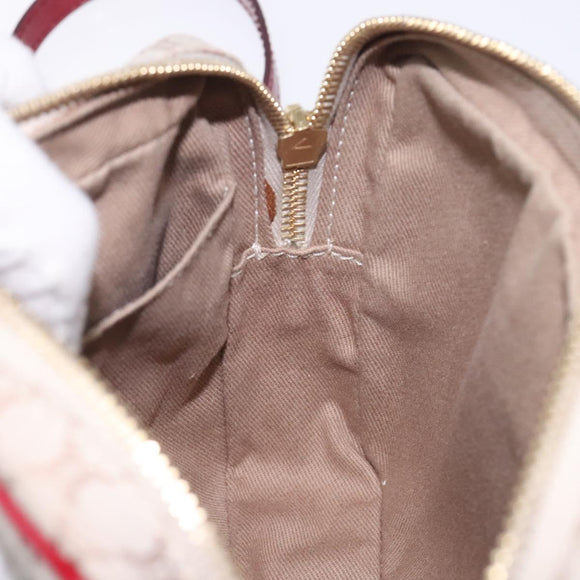 CELINE Macadam Canvas Shoulder Bag Beige Gold Auth gh228