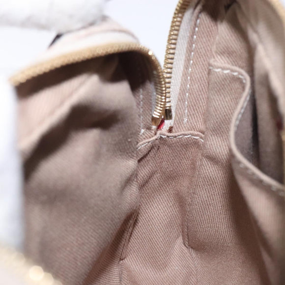 CELINE Macadam Canvas Shoulder Bag Beige Gold Auth gh228