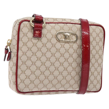 CELINE Macadam Canvas Shoulder Bag Beige Gold Auth gh228