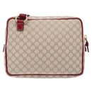 CELINE Macadam Canvas Shoulder Bag Beige Gold Auth gh228-2