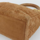 Christian Dior Canage Hand Bag Suede Brown Gold Tone Auth gh2284-9