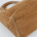 Christian Dior Canage Hand Bag Suede Brown Gold Tone Auth gh2284-14
