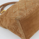 Christian Dior Canage Hand Bag Suede Brown Gold Tone Auth gh2284-16