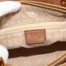 Christian Dior Canage Hand Bag Suede Brown Gold Tone Auth gh2284-11