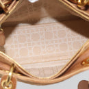 Christian Dior Canage Hand Bag Suede Brown Gold Tone Auth gh2284-10