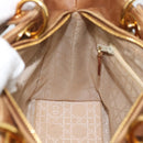 Christian Dior Canage Hand Bag Suede Brown Gold Tone Auth gh2284-20