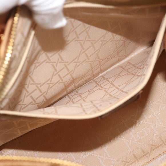 Christian Dior Canage Hand Bag Suede Brown Gold Tone Auth gh2284