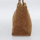 Christian Dior Canage Hand Bag Suede Brown Gold Tone Auth gh2284-3